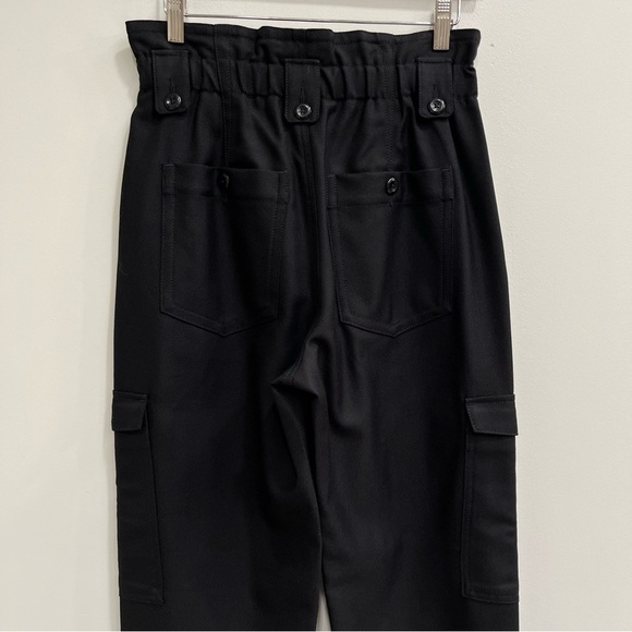 Banana Republic 100% Wool Black Cargo Pants Joggers High Waisted Cinched Ankles - Picture 4 of 12